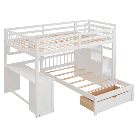 Full Over Twin Solid Wood Bunk Bed With Desk And Storage - Zenvia - Sleep Galleria