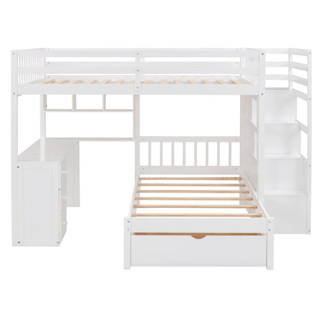 Full Over Twin Solid Wood Bunk Bed With Desk And Storage - Zenvia - Sleep Galleria