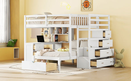 Full Over Twin Solid Wood Bunk Bed With Desk And Storage - Zenvia - Sleep Galleria