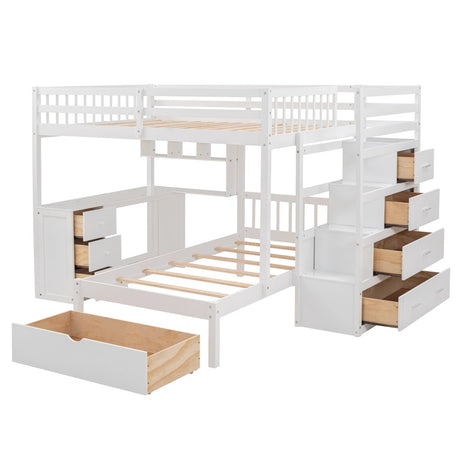 Full Over Twin Solid Wood Bunk Bed With Desk And Storage - Zenvia - Sleep Galleria