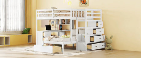 Full Over Twin Solid Wood Bunk Bed With Desk And Storage - Zenvia - Sleep Galleria