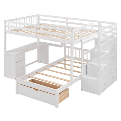 Full Over Twin Solid Wood Bunk Bed With Desk And Storage - Zenvia - Sleep Galleria
