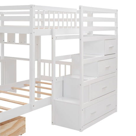 Full Over Twin Solid Wood Bunk Bed With Desk And Storage - Zenvia - Sleep Galleria
