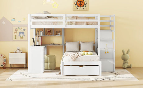 Full Over Twin Solid Wood Bunk Bed With Desk And Storage - Zenvia - Sleep Galleria