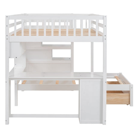 Full Over Twin Solid Wood Bunk Bed With Desk And Storage - Zenvia - Sleep Galleria