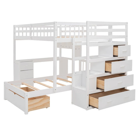Full Over Twin Solid Wood Bunk Bed With Desk And Storage - Zenvia - Sleep Galleria