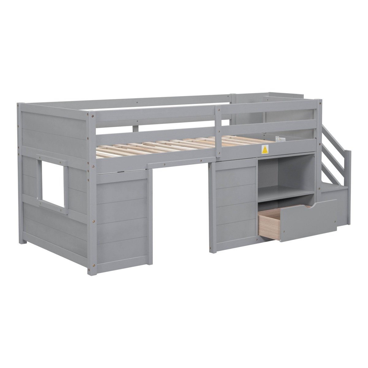 Gray Pine Low Loft Twin Bed - Zenvia - Sleep Galleria