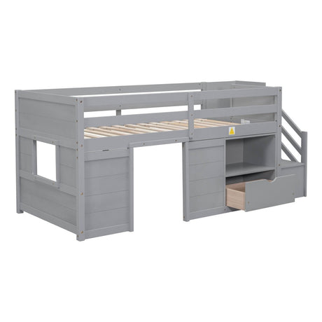 Gray Pine Low Loft Twin Bed - Zenvia - Sleep Galleria