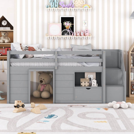 Gray Pine Low Loft Twin Bed - Zenvia - Sleep Galleria