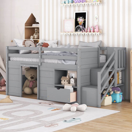 Gray Pine Low Loft Twin Bed - Zenvia - Sleep Galleria