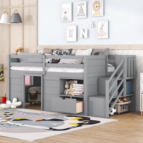 Gray Pine Low Loft Twin Bed - Zenvia - Sleep Galleria