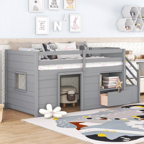 Gray Pine Low Loft Twin Bed - Zenvia - Sleep Galleria