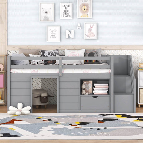 Gray Pine Low Loft Twin Bed - Zenvia - Sleep Galleria