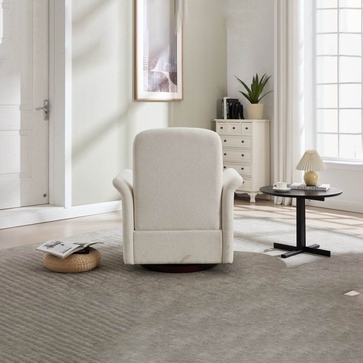 Modern 360 Degree Swivel Linen Upholstered Accent Chair - Sleep Galleria