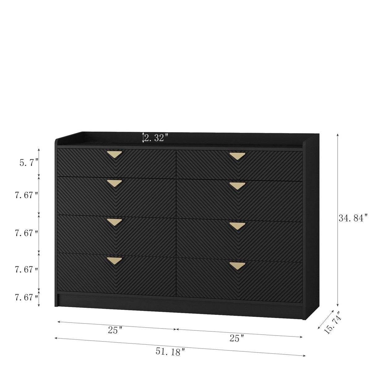 Modern 8 Drawer MDF Storage Dresser With LED - Sleep Galleria