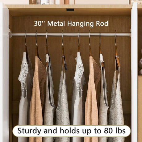 Modern Bedroom Wardrobe Closet With Drawers And Hanging Rod - Zenvia - Sleep Galleria