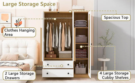 Modern Bedroom Wardrobe Closet With Drawers And Hanging Rod - Zenvia - Sleep Galleria