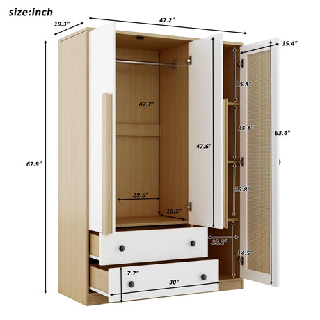 Modern Bedroom Wardrobe Closet With Drawers And Hanging Rod - Zenvia - Sleep Galleria