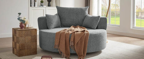 Modern Chenille Swivel Accent Chair - Zenvia - Sleep Galleria