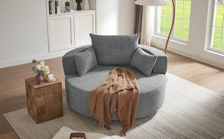 Modern Chenille Swivel Accent Chair - Zenvia - Sleep Galleria