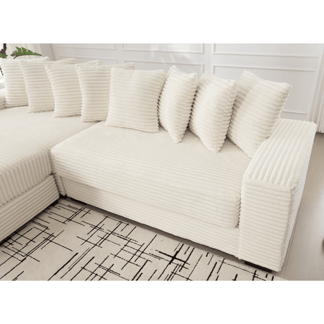 Modern Corduroy Modular Sofa With Pillows - Zenvia - Sleep Galleria