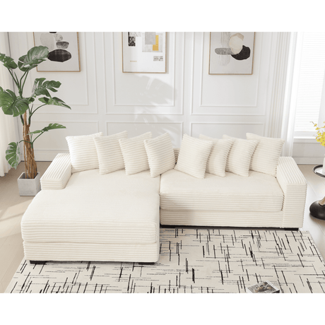 Modern Corduroy Modular Sofa With Pillows - Zenvia - Sleep Galleria