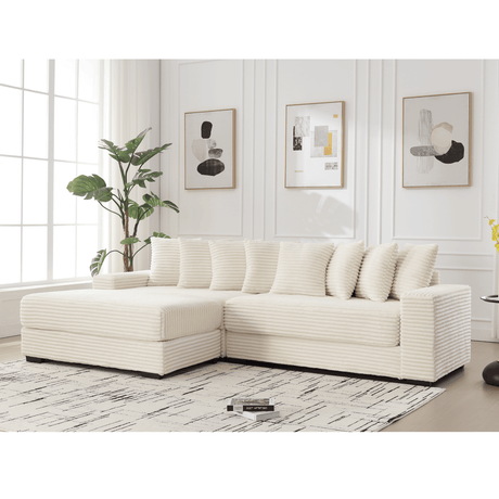 Modern Corduroy Modular Sofa With Pillows - Zenvia - Sleep Galleria