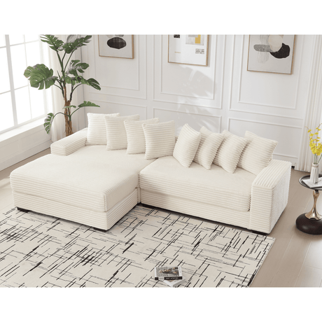 Modern Corduroy Modular Sofa With Pillows - Zenvia - Sleep Galleria