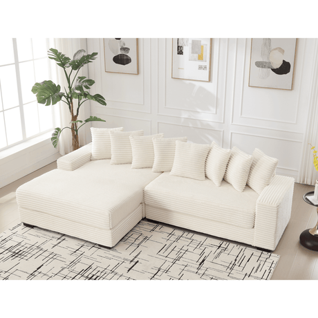 Modern Corduroy Modular Sofa With Pillows - Zenvia - Sleep Galleria
