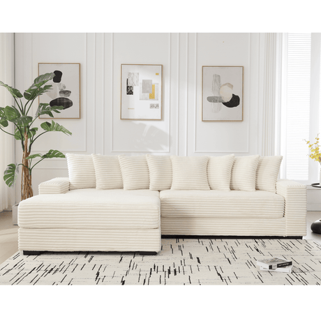 Modern Corduroy Modular Sofa With Pillows - Zenvia - Sleep Galleria