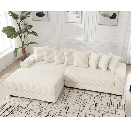 Modern Corduroy Modular Sofa With Pillows - Zenvia - Sleep Galleria