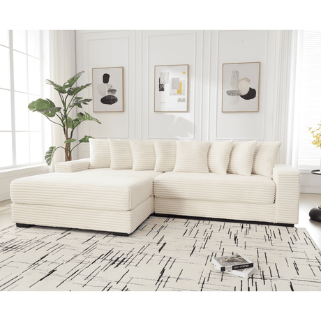Modern Corduroy Modular Sofa With Pillows - Zenvia - Sleep Galleria