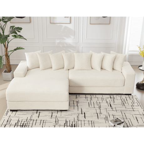 Modern Corduroy Modular Sofa With Pillows - Zenvia - Sleep Galleria