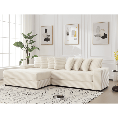 Modern Corduroy Modular Sofa With Pillows - Zenvia - Sleep Galleria