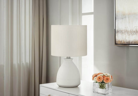 Modern Cream Ceramic 17-Inch Table Lamp With Shade - Sleep Galleria