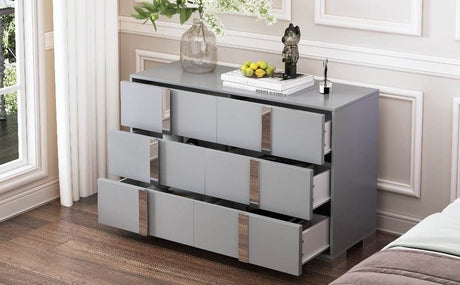 Modern Gray MDF Metal 6-Drawer Storage Dresser - Sleep Galleria