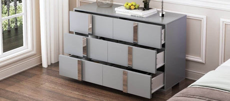 Modern Gray MDF Metal 6-Drawer Storage Dresser - Sleep Galleria