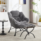 Modern Grey Accent Chair With Ottoman - Zenvia - Sleep Galleria