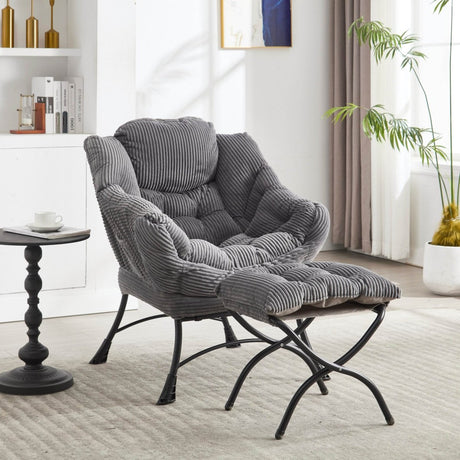 Modern Grey Accent Chair With Ottoman - Zenvia - Sleep Galleria