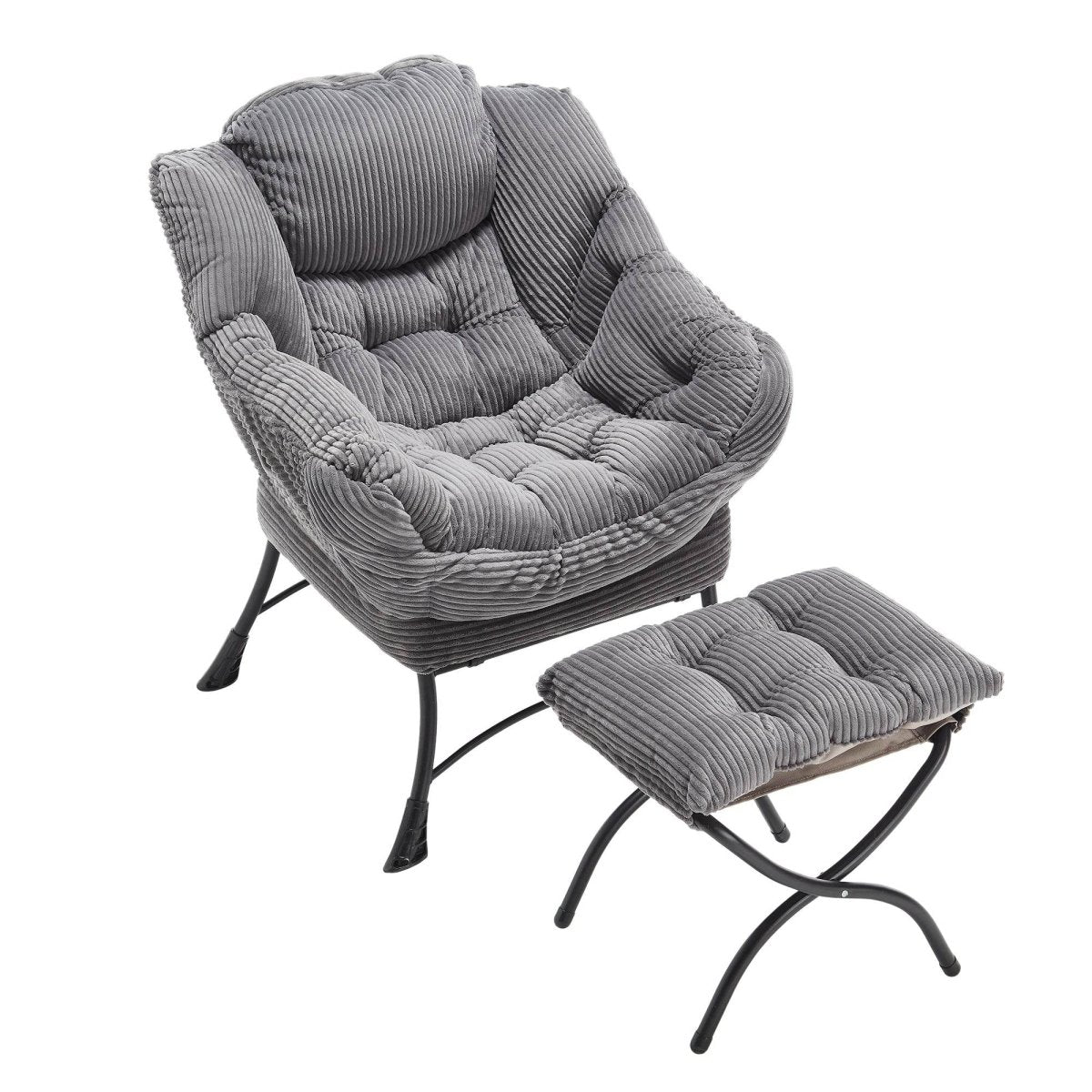 Modern Grey Accent Chair With Ottoman - Zenvia - Sleep Galleria