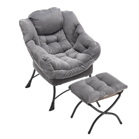 Modern Grey Accent Chair With Ottoman - Zenvia - Sleep Galleria