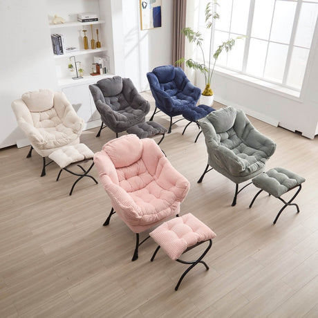 Modern Grey Accent Chair With Ottoman - Zenvia - Sleep Galleria