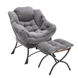 Modern Grey Accent Chair With Ottoman - Zenvia - Sleep Galleria