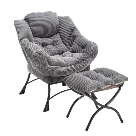 Modern Grey Accent Chair With Ottoman - Zenvia - Sleep Galleria