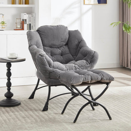 Modern Grey Accent Chair With Ottoman - Zenvia - Sleep Galleria