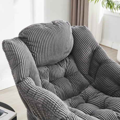 Modern Grey Accent Chair With Ottoman - Zenvia - Sleep Galleria
