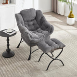 Modern Grey Accent Chair With Ottoman - Zenvia - Sleep Galleria