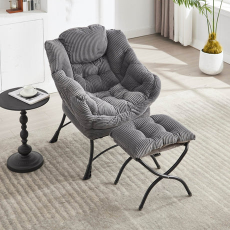 Modern Grey Accent Chair With Ottoman - Zenvia - Sleep Galleria
