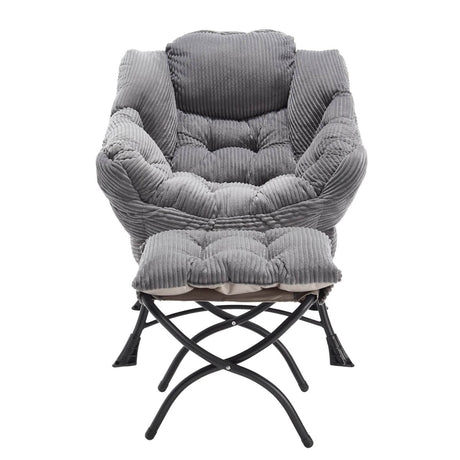 Modern Grey Accent Chair With Ottoman - Zenvia - Sleep Galleria