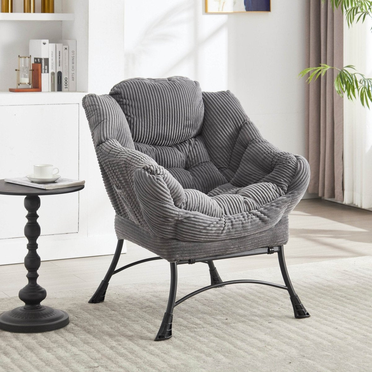 Modern Grey Accent Chair With Ottoman - Zenvia - Sleep Galleria